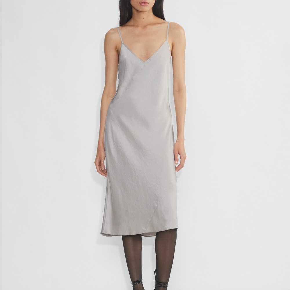 Wilfred Metallic Gray Midi Dress